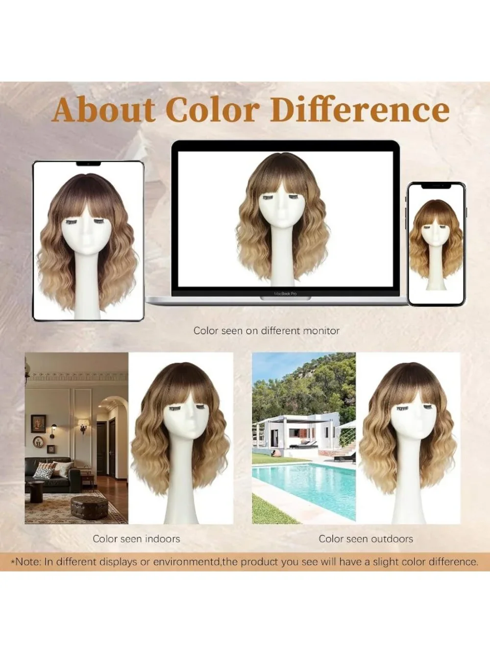 Women's Dark Blonde 14 Inch Heat Resistant Synthetic Fiber Shoulder Length Wigs